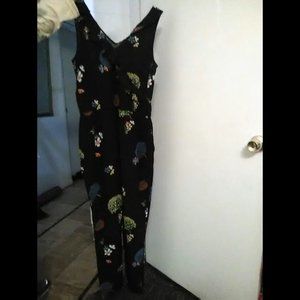 Ann Taylor Loft Blue with floral accent Jumpsuit Romper  Medium size 8